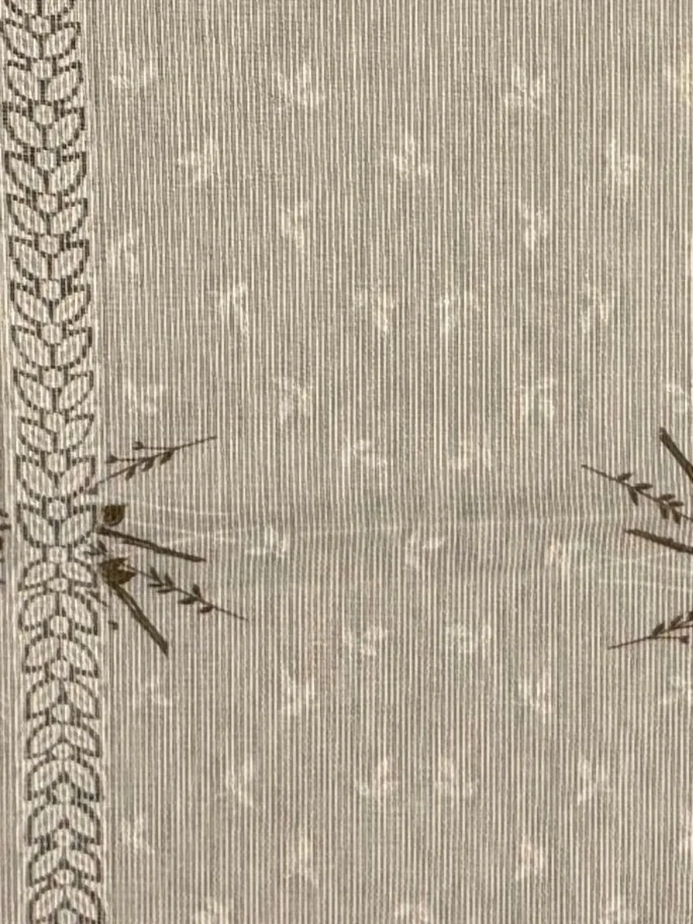 Vintage White Floral tablecloth with Blue Flowers fits a long rectangular table.